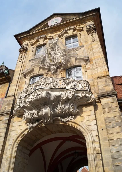 Old Town Hall Altes Rathaus Baroque Decorations Balcony Clock Tower — Stok fotoğraf