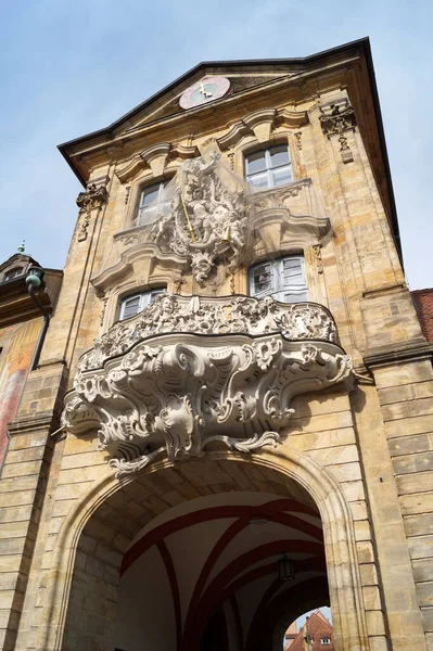 Old Town Hall Altes Rathaus Baroque Decorations Balcony Clock Tower — Stockfoto