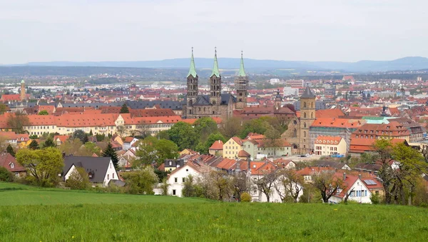 Panoramic View Town Altenburg Hill Steeples Cathedral Center Bamberg Germany — Stok fotoğraf