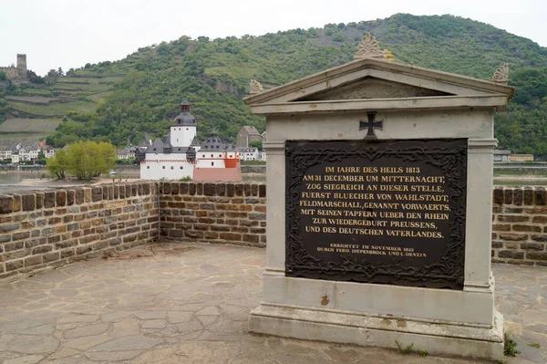 Memorial Plaque Dedicated Prussian Army Crossing River Rhine Pursuit Napoleon — Stockfoto