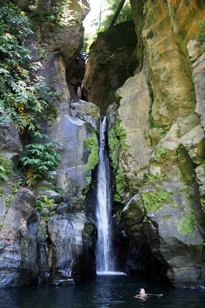Salto Cabrito Waterfall Ribeira Grande Sao Miguel Azores Portugal August — Foto de Stock