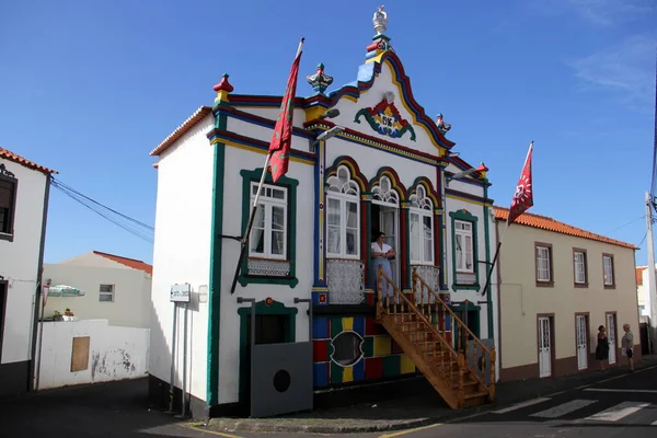 Ornate Colorful Holly Spirit Chapel Called Imperio Typical Terceira Island — ストック写真