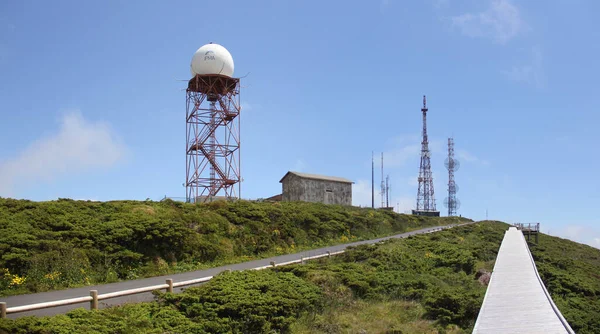 Communications Antennae Topping Summit Highest Mountain Santa Barbara Terceira Island — Stock fotografie