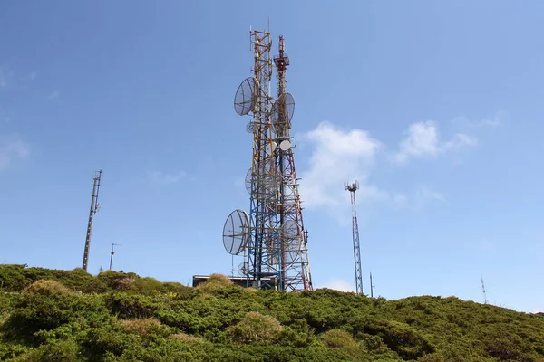 Communications Antennae Topping Summit Highest Mountain Santa Barbara Terceira Island — Photo