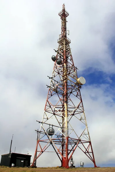 Communications Tower Topping Summit Highest Mountain Serra Santa Barbara Terceira — Foto Stock