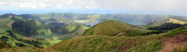 Sete Cidades Panoramic View Volcanic Craters Massif Pico Cruz Sao — Fotografia de Stock