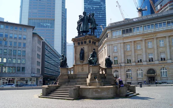 Johannes Gutenberg Monument Inaugurated 1858 Memorial Fountain Rossmarkt Sculptural Work — Foto de Stock