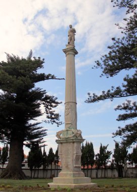 Monument to Jose Silvestre Ribeiro, 19th-century Portuguese politician and historian, in Municipal Garden, Praia da Vitoria, Terceira, Azores, Portugal - July 28, 2022