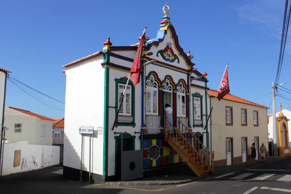 Ornate Colorful Holly Spirit Chapel Called Imperio Typical Terceira Island — Stockfoto
