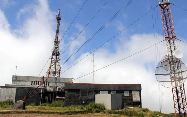 Communications Station Antennae Top Summit Serra Santa Barbara Highest Point — Zdjęcie stockowe