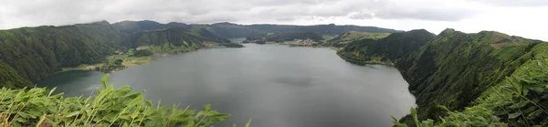 Blue Lake Lagoa Azul Vista Dal Punto Nord Miradouro Das — Foto Stock