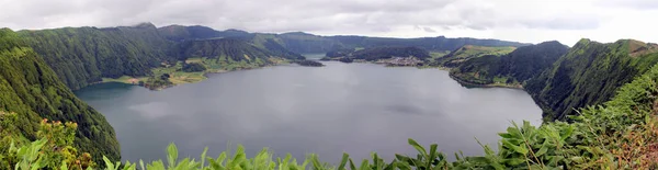 Lago Azul Lagoa Azul Vista Ponto Norte Miradouro Das Cumeeiras — Fotografia de Stock