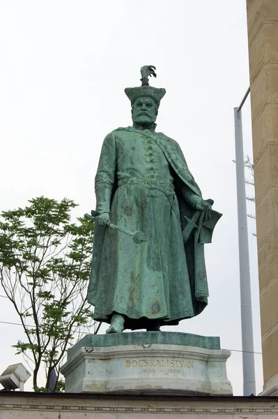 Estátua Bronze Estêvão Istvan Bocskai Príncipe Transilvânia Hungria Uma Das — Fotografia de Stock