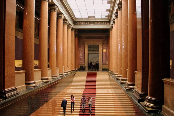 Főlépcsőház Bejárati Csarnokban Puskin Szépművészeti Múzeum Belseje Moszkva Oroszország 2014 — Stock Fotó