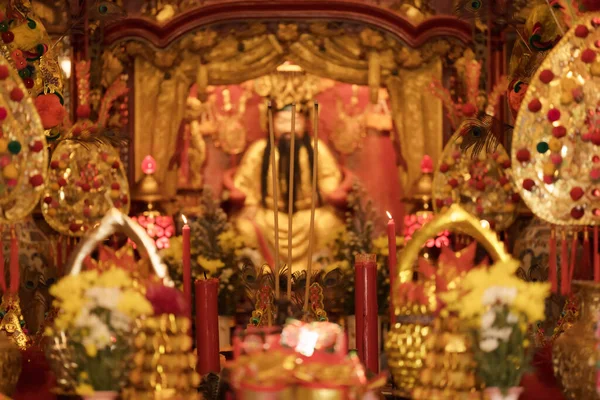 Θολή Φόντο Του Εσωτερικού Κινεζικού Ιερού Θολή Κινεζική Άγαλμα Του — Φωτογραφία Αρχείου