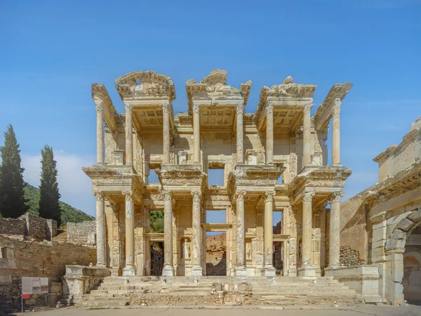 Tájkép Romok Táj Celsus Liabary Ókori Városban Ephesus Törökország — Stock Fotó