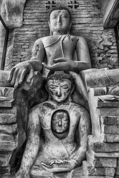 Lager Staplade Överlappande Anciant Stacco Buddha Staty Vid Moke Shwe — Stockfoto