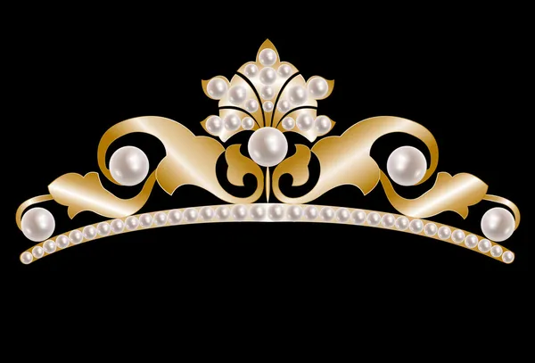 Gold tiara with pearls — Stock Vector