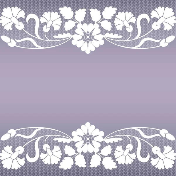 Bordures Dentelle Blanche Avec Motif Floral Sur Fond Violet — Image vectorielle