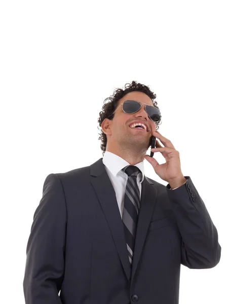 Man talking on the phone and laughing — Stock Photo, Image