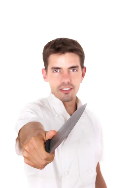 Chef pointing with the knife — Stock Photo, Image