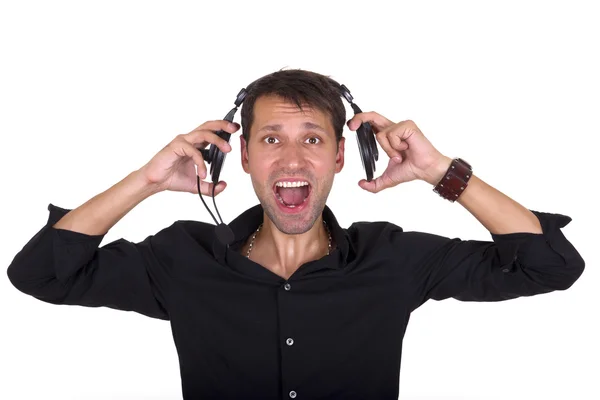 Loud music on headphones — Stock Photo, Image