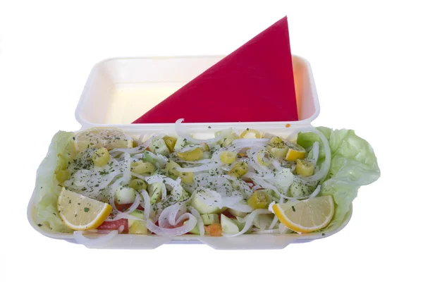 Verse salade met citroen UI komkommer en tomaat — Stockfoto