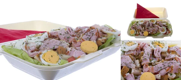 Salat med egg, sirloin og kylling – stockfoto