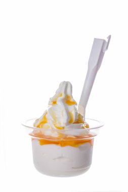 vanilyalı dondurma karamel sos ile