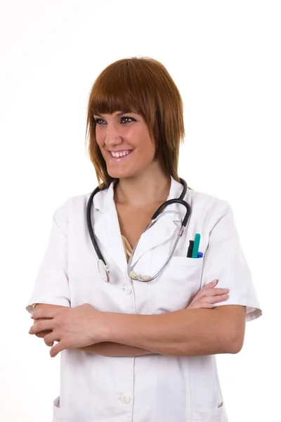 Nurse in white uniform with stethoscope — Stock Photo, Image