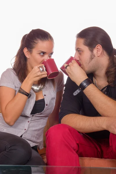 Paar drinken koffie — Stockfoto
