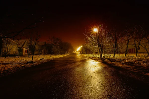 Straat 's nachts — Stockfoto