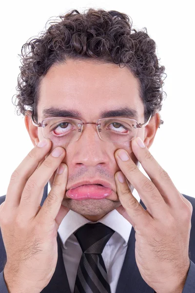 Uitrekkende gezicht man — Stockfoto