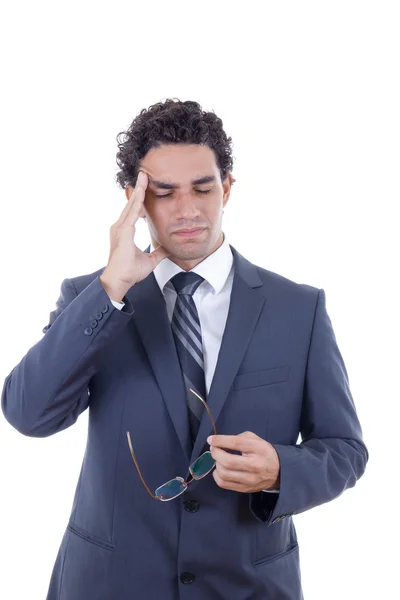 Adult man in a suit with a headache — Stock Photo, Image