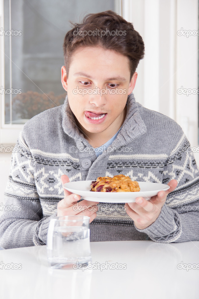 man with desire to eat dessert
