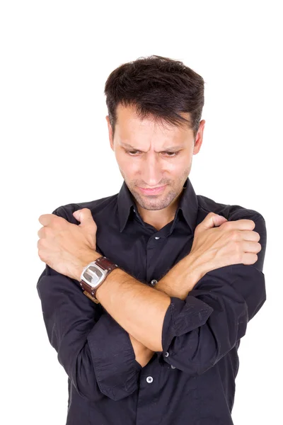 Preocupado estressado homem com dor tendo problemas — Fotografia de Stock