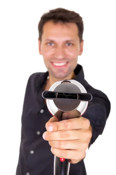 Hairdresser with blow dryer — Stock Photo, Image