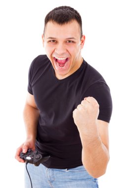 joystick ile bilgisayar oyunu oynamak başarı gösteren adam