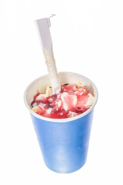 Mixed ice cream flurry in cardboard cup — Stock Photo, Image