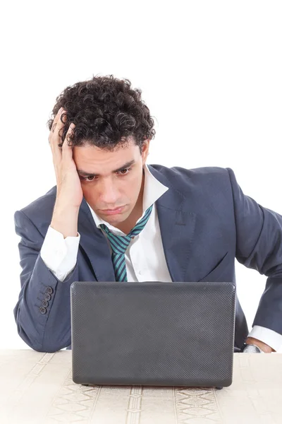 Photo of an caucasian business male frustrated with work sitting — Stock Photo, Image
