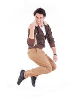 heyecanlı adam dışında başarı elde sevinç atlama