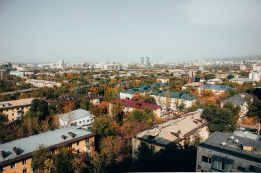 Almaty City 'nin çatı manzarası. Almaty 'nin Manzaraları.