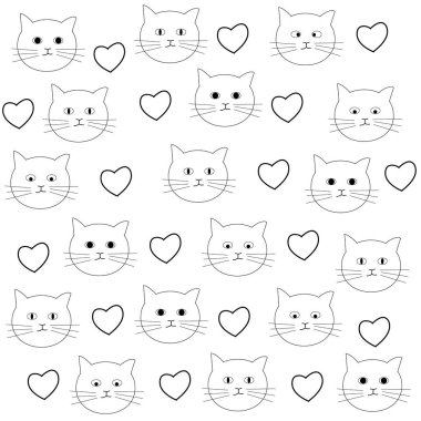 Kalpli kedi kafaları, siyah ve beyaz