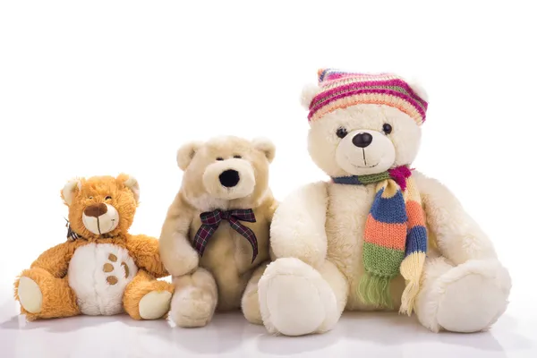 Drei Spielzeug-Teddybären — Stockfoto