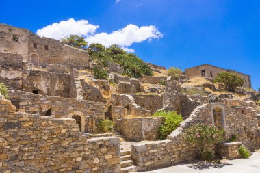 eski harabeler spinalonga Adası, crete, Yunanistan