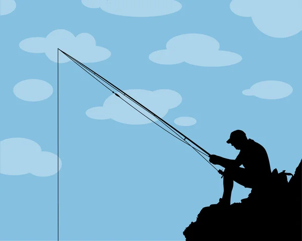 Rybář silueta — Stockový vektor