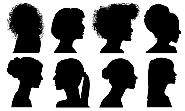 Rostro Mujer Perfil Vector Silueta — Vector de stock