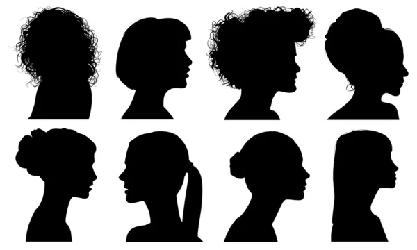 Ansikte kvinna profil vektor silhuett — Stock vektor