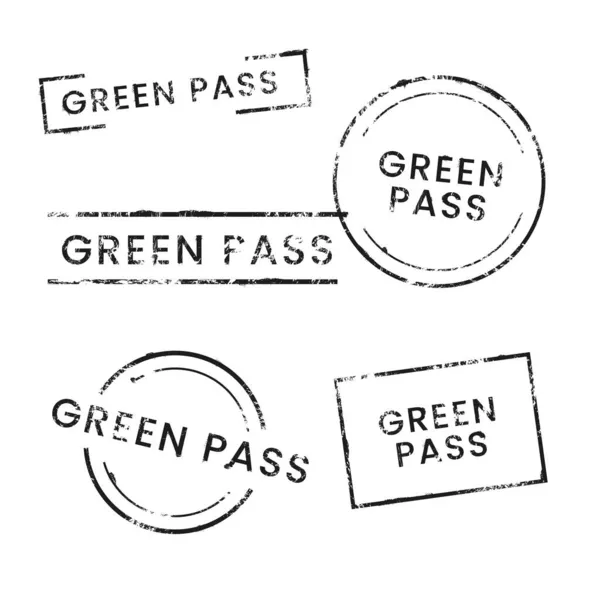 Set Sellos Green Pass Elementos Vectoriales Aislados Sobre Fondo Blanco — Vector de stock