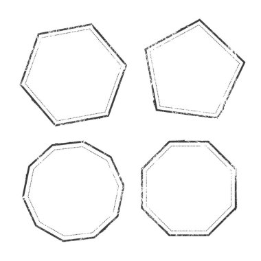 Metinsiz çokgen pul örneği. Beyaz arkaplanda izole edilmiş elementler.